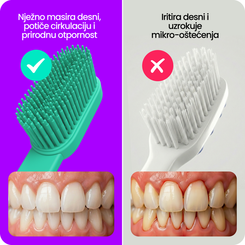 5. Jer mikro-oštećenja desni uzrokuju upale, osjetljivost i krvarenje, a najlonske četkice su glavni krivac