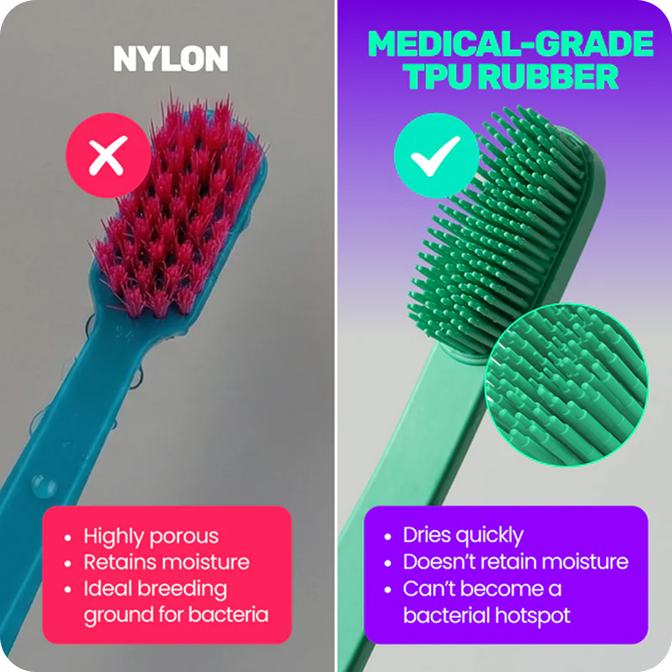 A wet toothbrush = bacteria